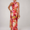Elisabetta | Abito Maxi con Stampa Floreale e Scollo All'Americana