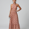 Amira | Abito midi con scollo incrociato e stampa geometrica
