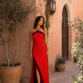 Abito lungo halter con spacco