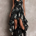 Abito Maxi Floreale Bohemien Nero