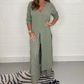 Set di top lungo casual a due pezzi e pantaloni coordinati